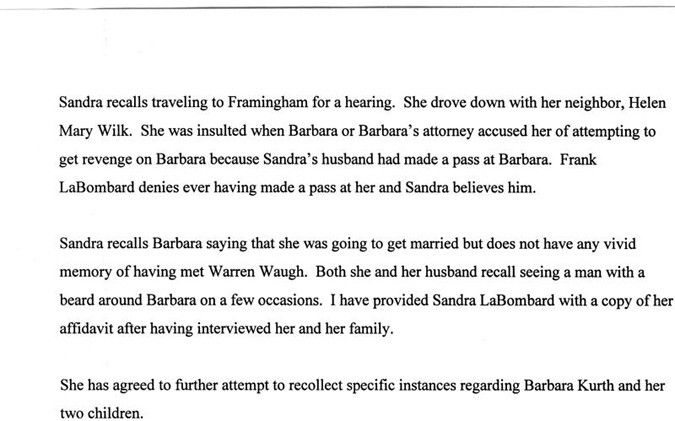 Report 1 - Interview with Frank and Sandra LaBombard, Bernadette Tatio (daughter) 05/04/98 Page 3 of 3